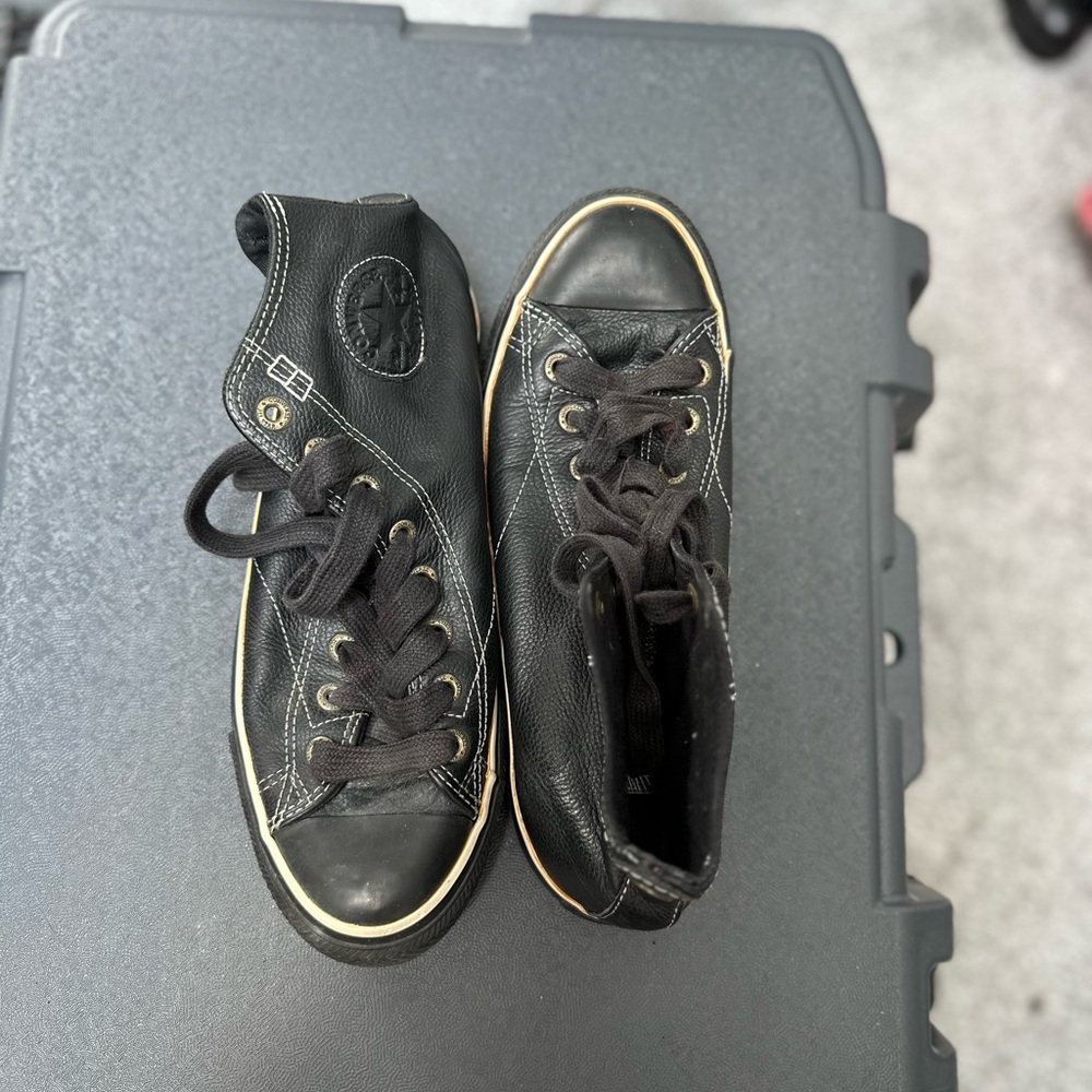 Chuck Taylor European Black Leather High-Top Sneakers